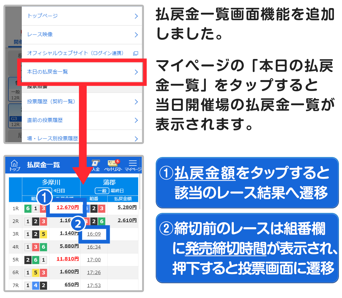 BOAT RACEスマホの新デザイン画面