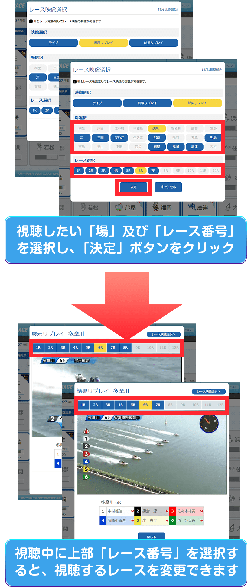 BOAT RACE PC版投票サイトの新デザイン画面