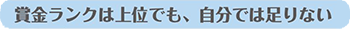 賞金ランクは上位でも、自分では足りない