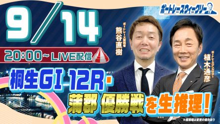 9月14日（木）20時から「ボートレースウィークリー」をLIVE配信！熊谷直樹 ...