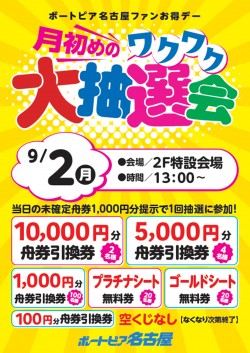 ９月２日月初めのワクワク大抽選会